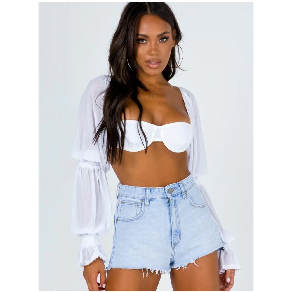 ZYA White Corset Top Puff Sleeve Coquette Lolita J-Fashion Size 2